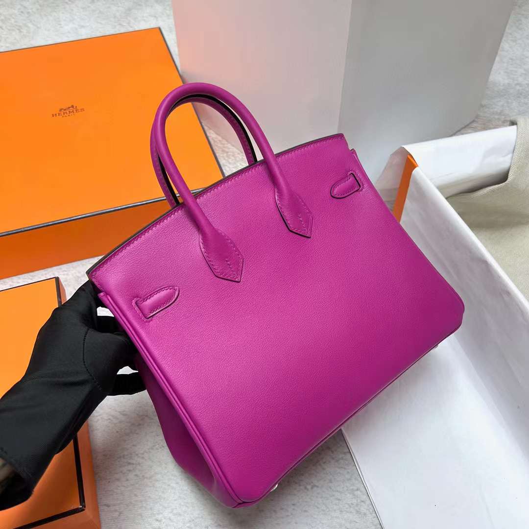 Hermès（爱马仕）Birkin 铂金包 Swift L3 玫瑰紫 银扣 25cm 全手工蜡线缝制 Phw