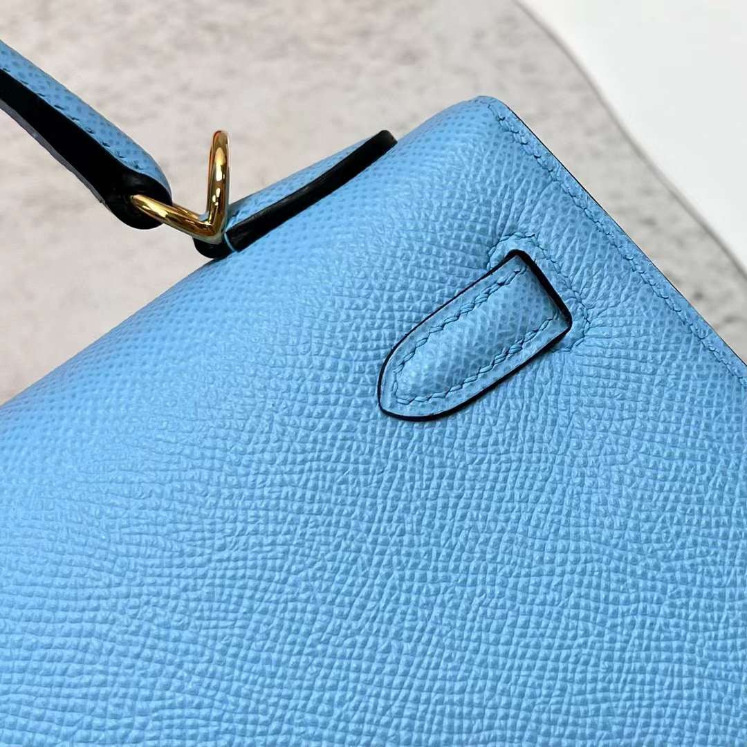 Hermès（爱马仕）Kelly 凯莉包 Epsom 7N 糖果蓝 金扣 25cm 全手工蜡线缝制 Ghw