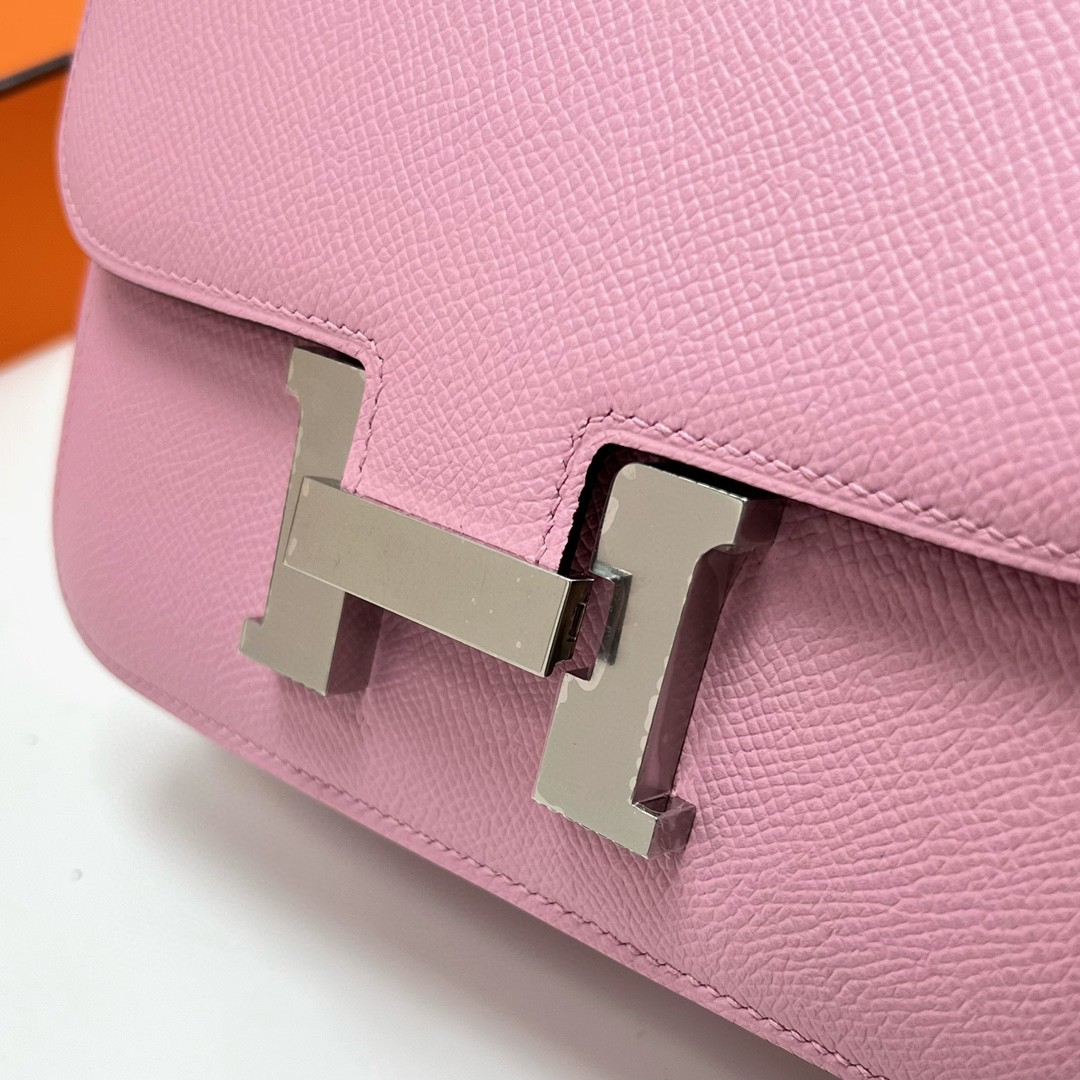 Hermès（爱马仕）Constance 空姐包 Epsom 掌纹皮 X9 锦葵紫 Mauve 银扣 PHW 18cm 顶级手缝