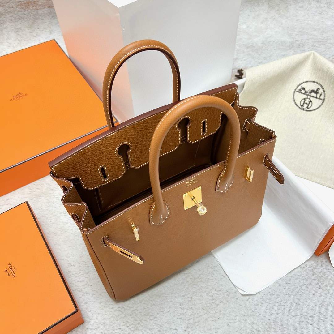 Hermès（爱马仕）Birkin 铂金包 Epsom 原厂掌纹皮 ck37 金棕色 Gold 金扣 GHW 30cm