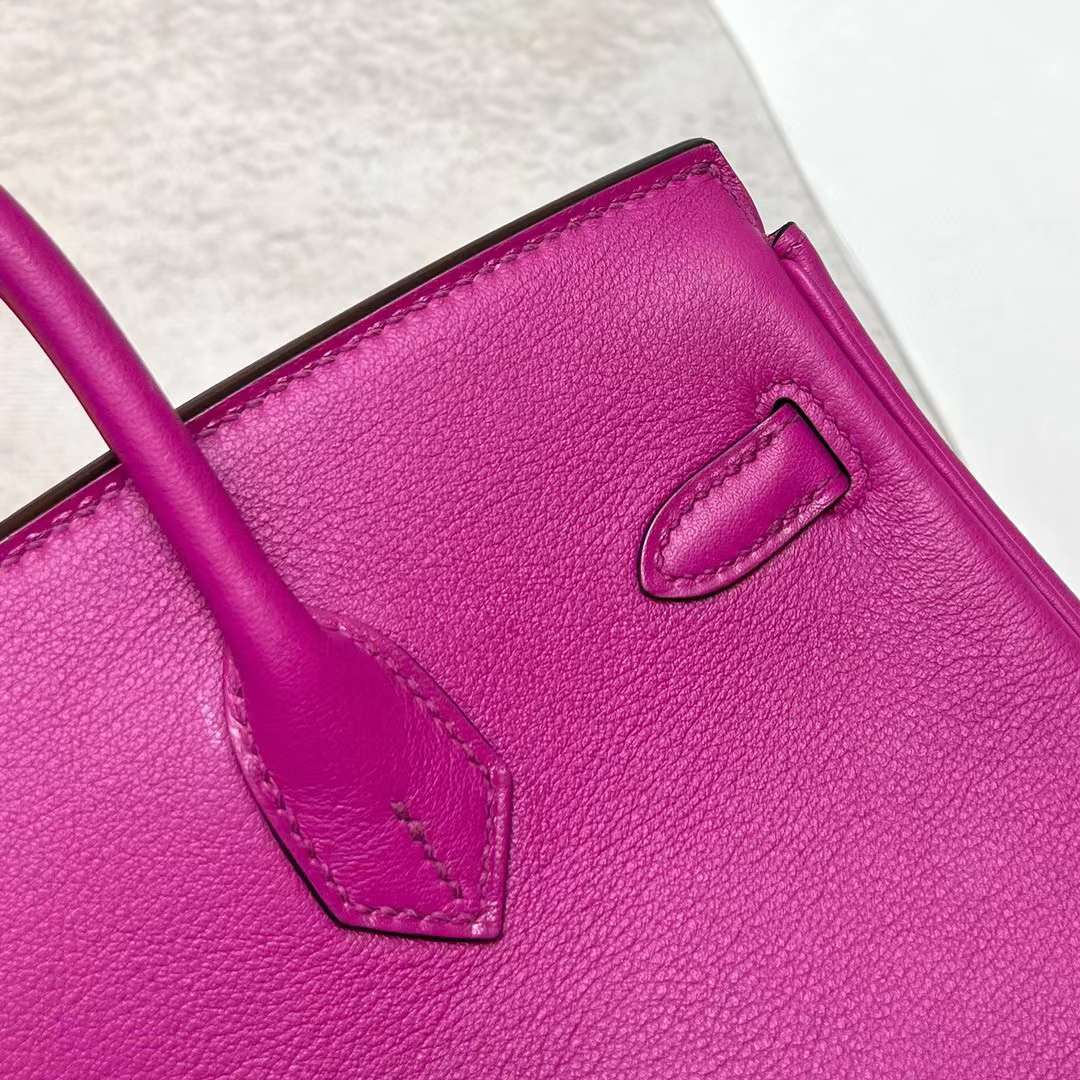 Hermès（爱马仕）Birkin 铂金包 Swift L3 玫瑰紫 银扣 25cm 全手工蜡线缝制 Phw
