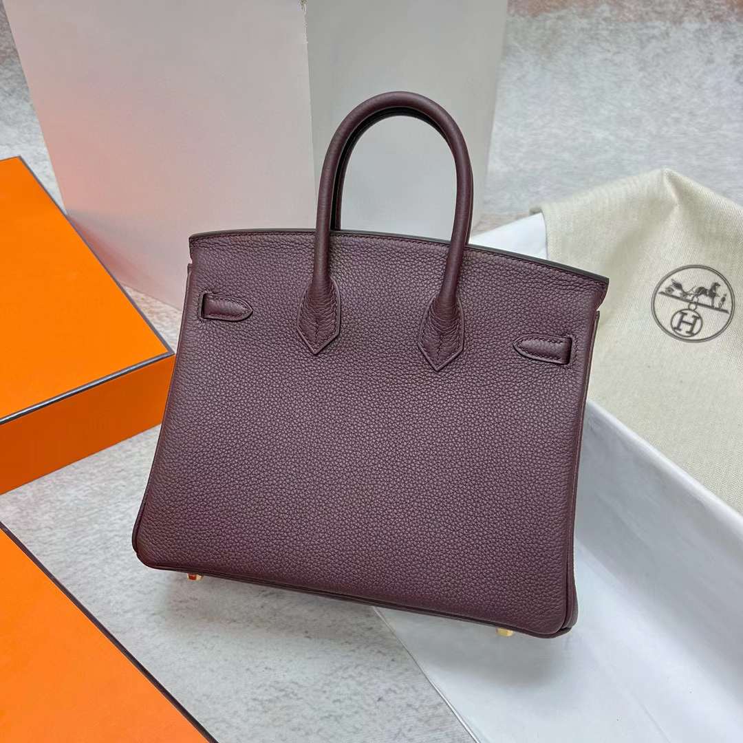 Hermès（爱马仕）Birkin 铂金包 Togo Ck46 乌木色 金扣 25cm 全手工蜡线缝制 Ghw