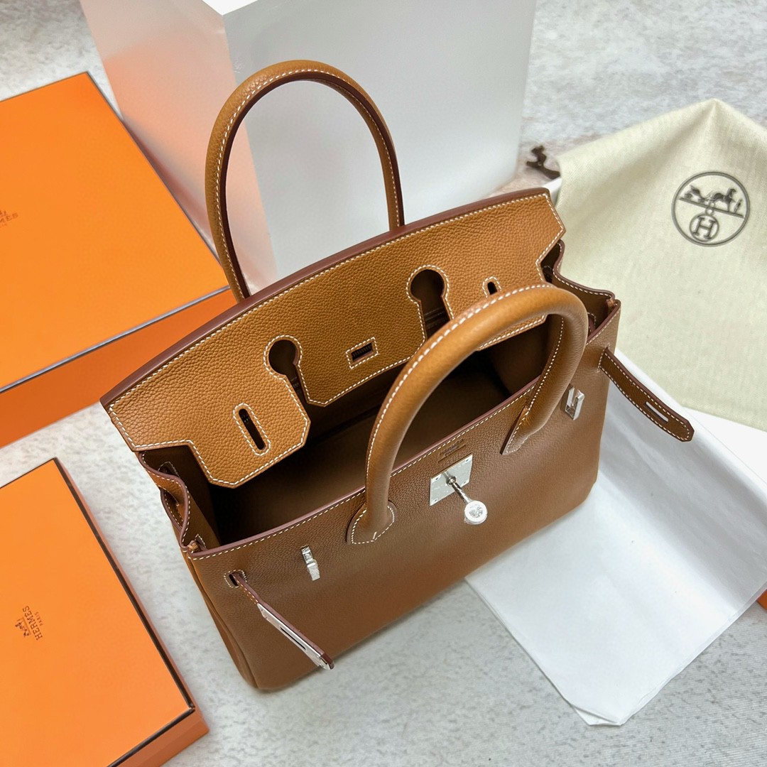 Hermès（爱马仕）Birkin 铂金包 福宝 马鞍皮 金棕色 Gold 银扣 Phw 30cm