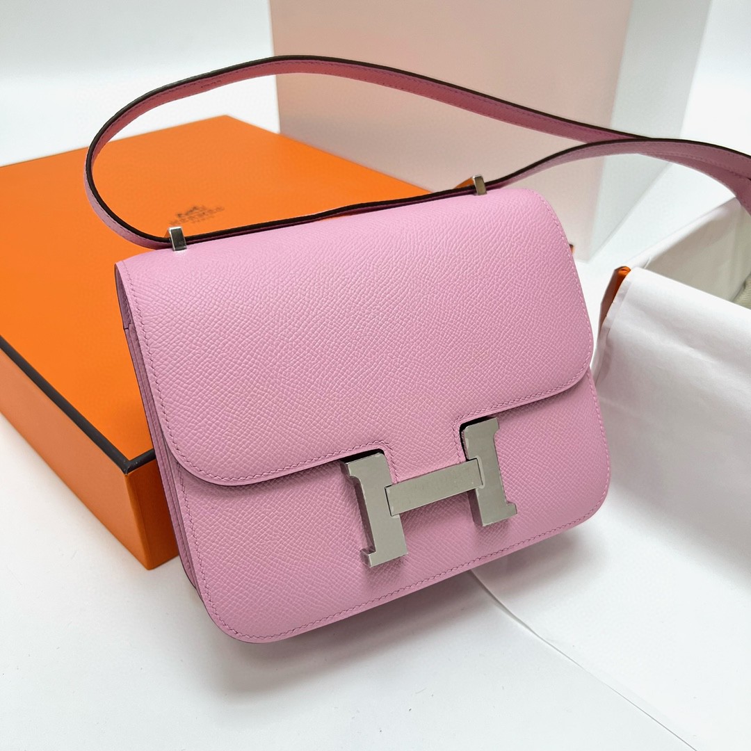 Hermès（爱马仕）Constance 空姐包 Epsom 掌纹皮 X9 锦葵紫 Mauve 银扣 PHW 18cm 顶级手缝