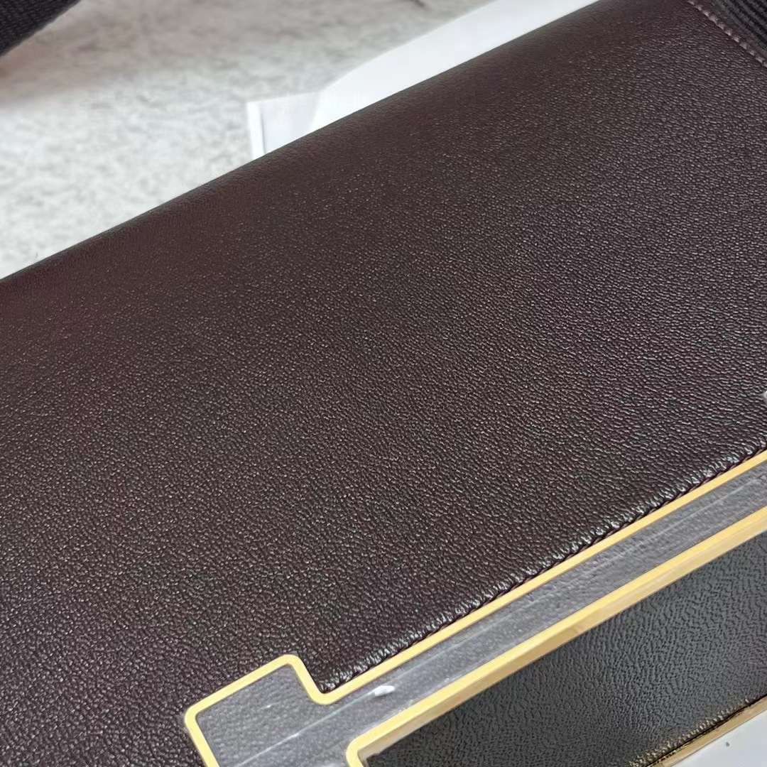 Hermès（爱马仕）Geta 木屐包 Chevre 进口山羊皮 0G 马鞍红 金扣 20cm 全手工蜡线缝制 Ghw