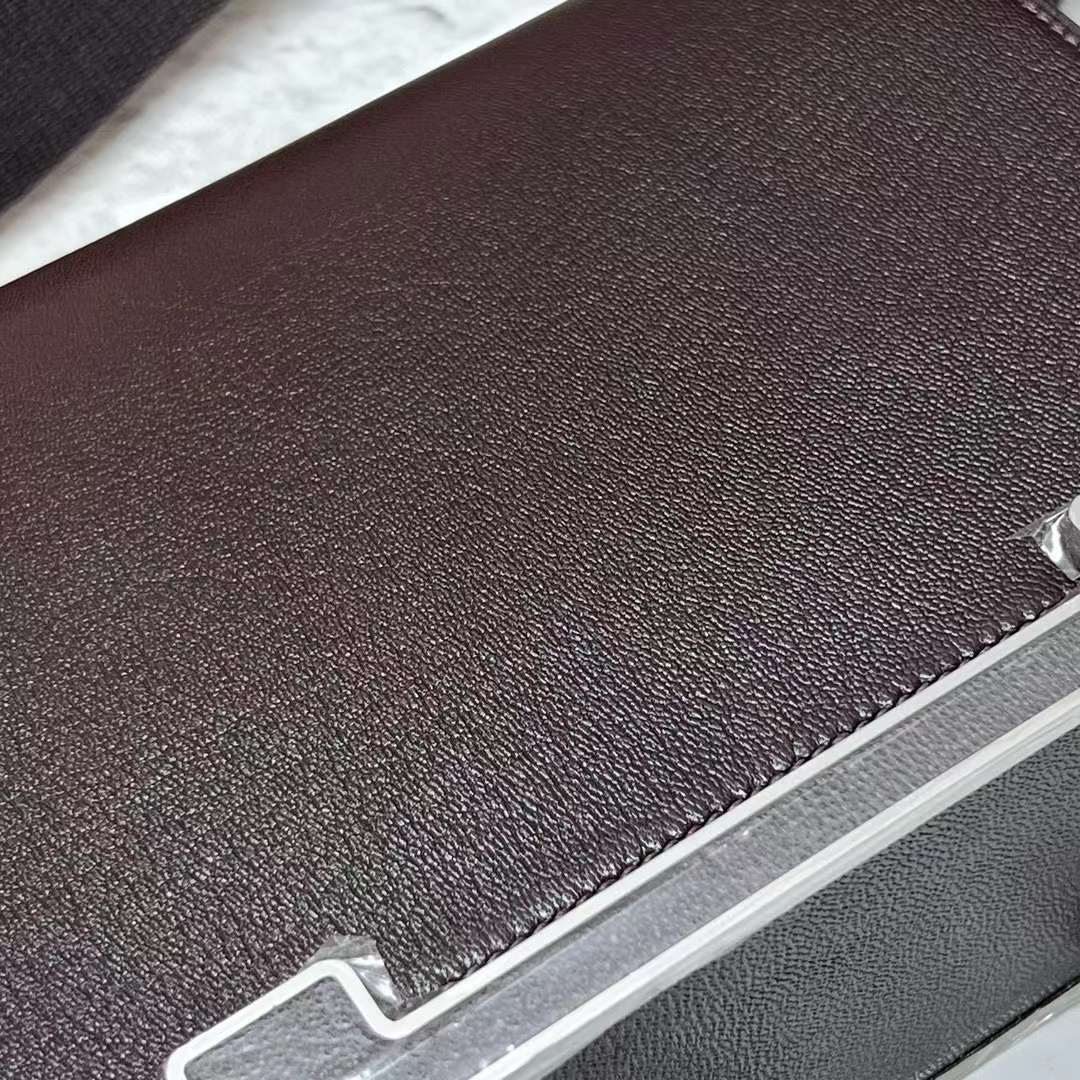 Hermès（爱马仕）Geta 木屐包 Chevre 进口山羊皮 0G 马鞍红 银扣 20cm 全手工蜡线缝制 Phw