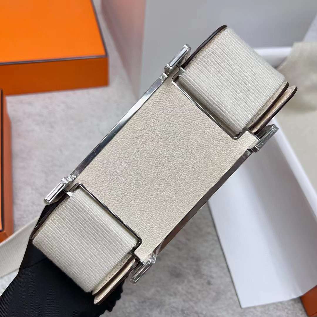 Hermès（爱马仕）Geta 木屐包 Chevre 进口山羊皮 I2 奶油白 银扣 20cm 全手工蜡线缝制 Phw