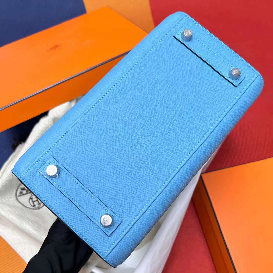 Hermès（爱马仕）Birkin 铂金包 Sellier Epsom P3 北方蓝 拼 L3 玫瑰紫 拉丝银扣 25cm 全手工蜡线缝制 MPhw