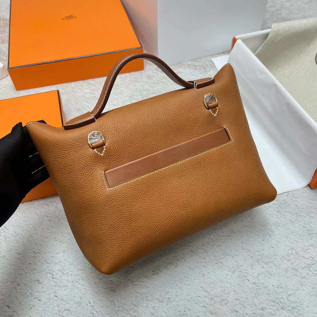 Hermès（爱马仕）Kelly 2424 Barenia 颗粒马鞍皮 拼 平纹马鞍皮 34 金棕色 金扣 29cm 全手工蜡线缝制 Ghw
