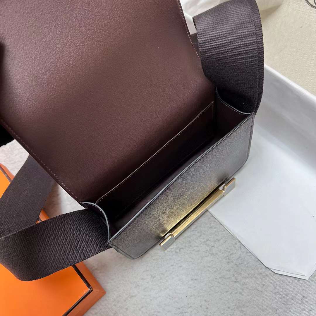 Hermès（爱马仕）Geta 木屐包 Chevre 进口山羊皮 0G 马鞍红 金扣 20cm 全手工蜡线缝制 Ghw