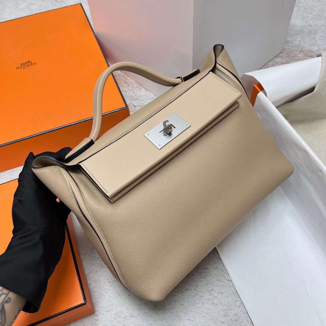 Hermès（爱马仕）Kelly 2424 Maurice 拼 Swift S2 风衣灰 银扣 29cm 全手工蜡线缝制 Phw