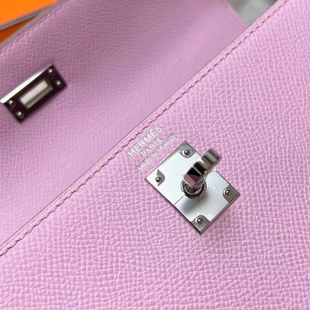 Hermès（爱马仕）Kelly 凯莉包 Epsom 09 梦幻粉紫 银扣 25cm 全手工蜡线缝制 Phw