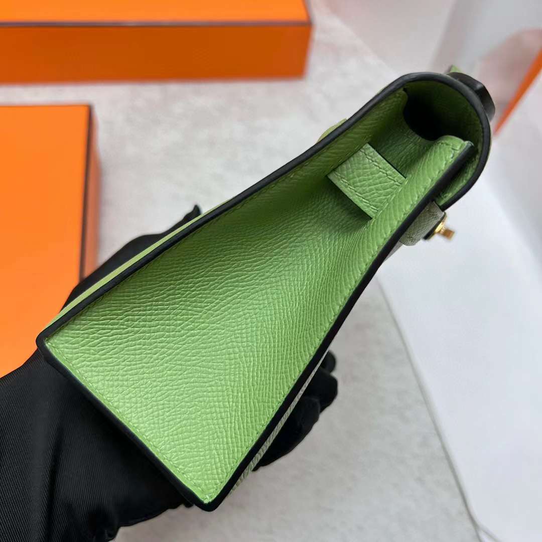 Hermès（爱马仕）Mini Kelly Pochette Epsom i3 牛油果绿 金扣 22cm 全手工蜡线缝制 Ghw