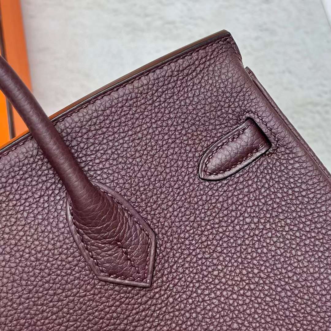 Hermès（爱马仕）Birkin 铂金包 Togo Ck46 乌木色 金扣 25cm 全手工蜡线缝制 Ghw