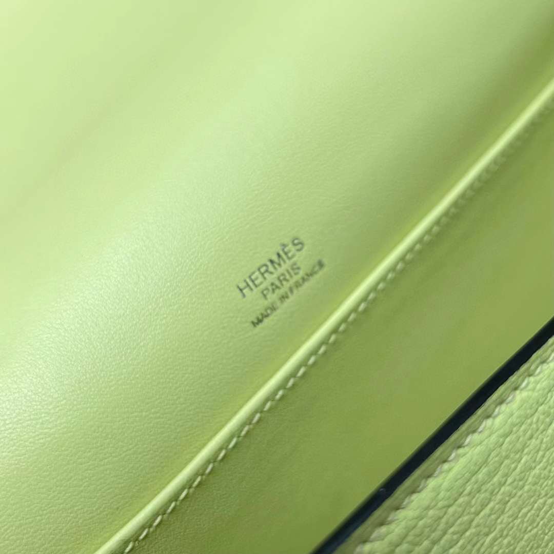 Hermès（爱马仕）Geta 木屐包 Chevre 进口山羊皮 R9 嫩芽黄 银扣 20cm 全手工蜡线缝制 Phw