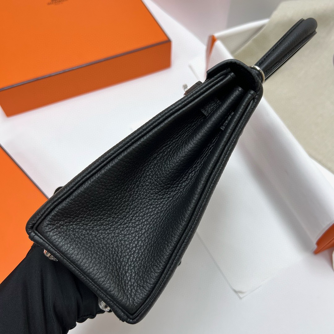 Hermès（爱马仕）Kelly 凯莉包 togo 小牛皮 ck89 黑色 Noir 银扣 PHW 25cm 顶级手缝
