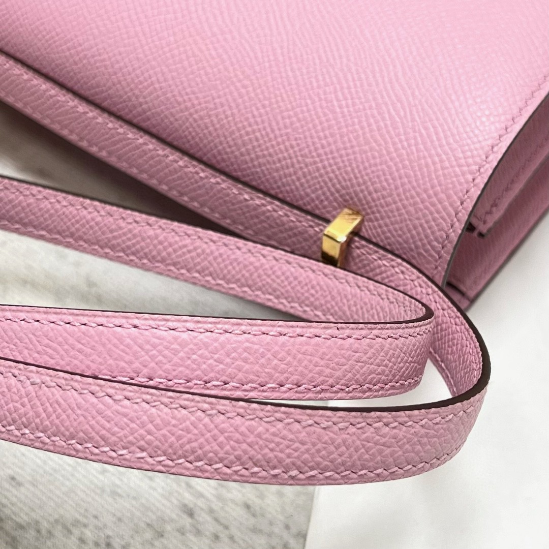 Hermès（爱马仕）Constance 空姐包 Epsom 原厂掌纹皮 x9 锦葵紫 金扣 ＧHW 18cm 顶级手缝