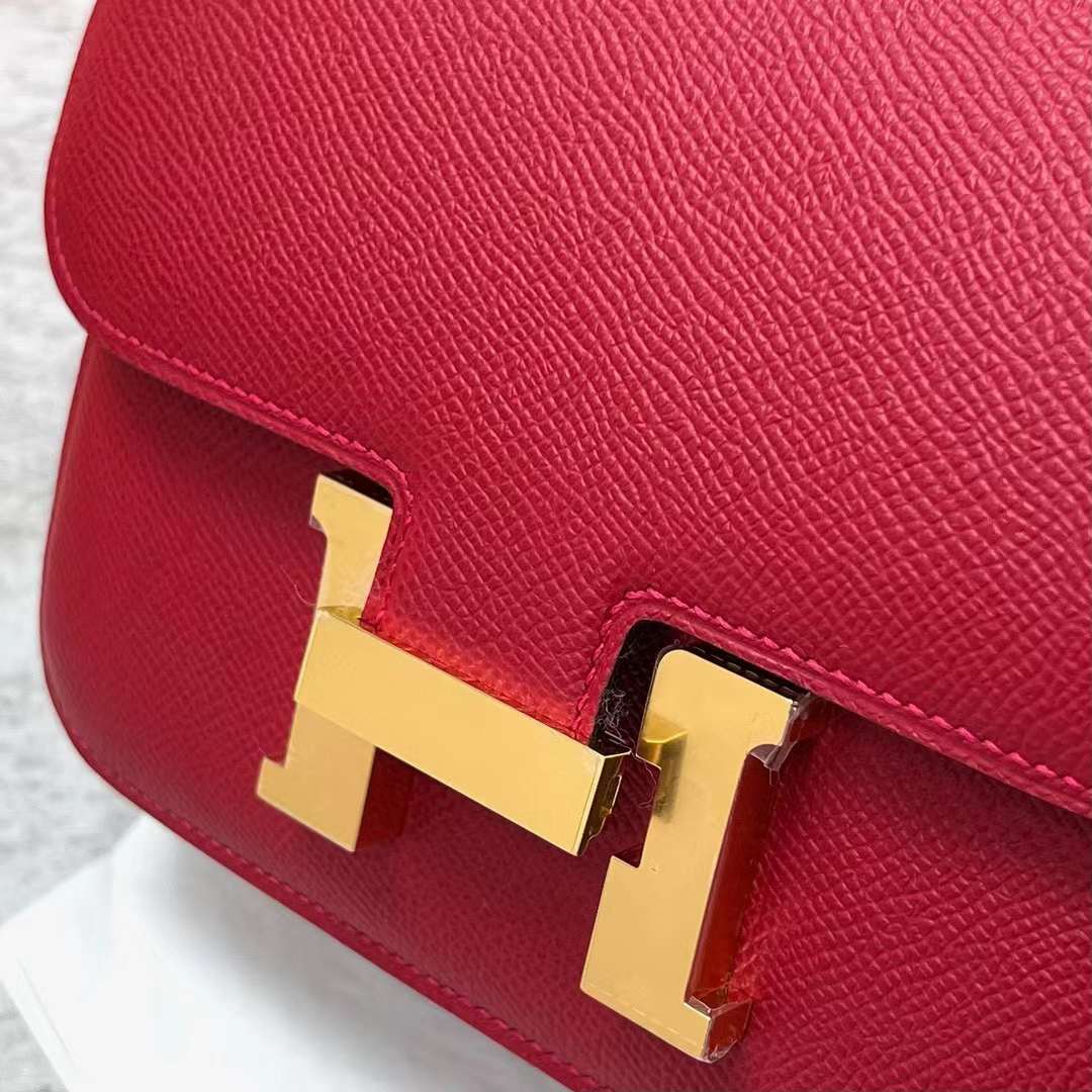Hermès（爱马仕）Constance 空姐包 Epsom Q5 国旗红 金扣 19cm 全手工蜡线缝制 Ghw
