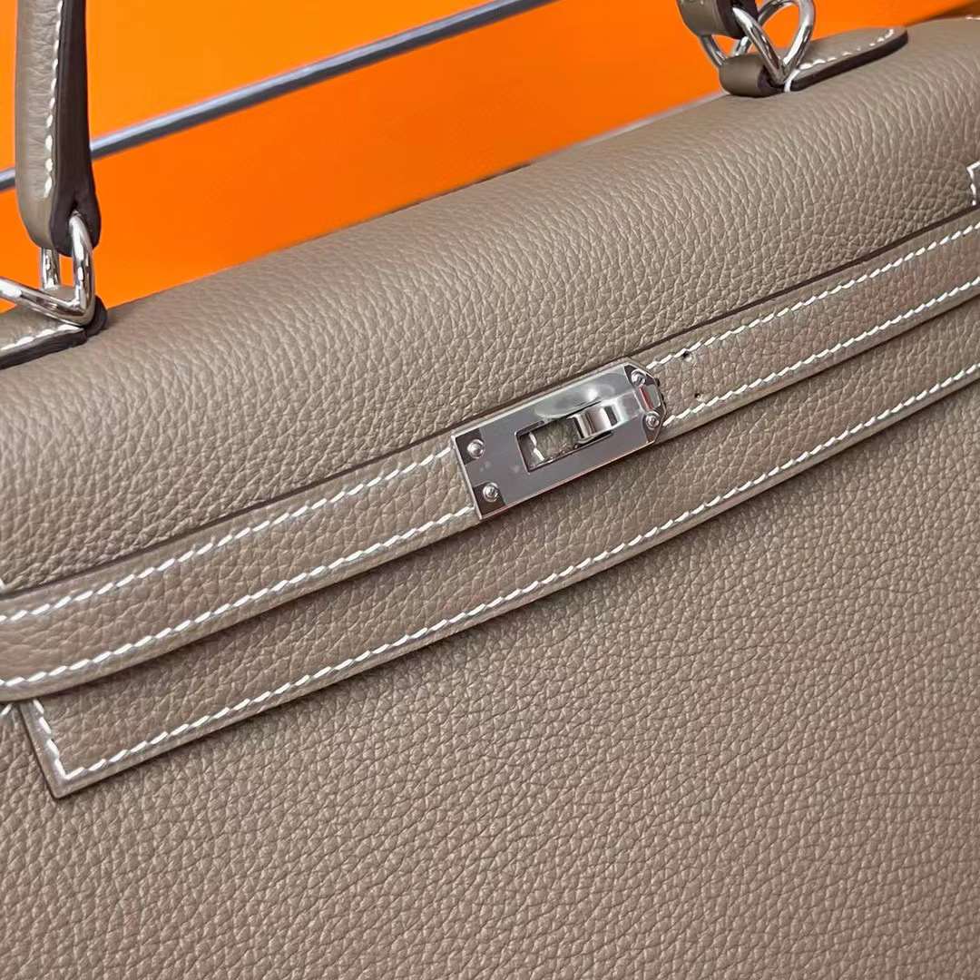 Hermès（爱马仕）Kelly 凯莉包 Togo Ck18 大象灰 银扣 25cm 全手工蜡线缝制 Phw