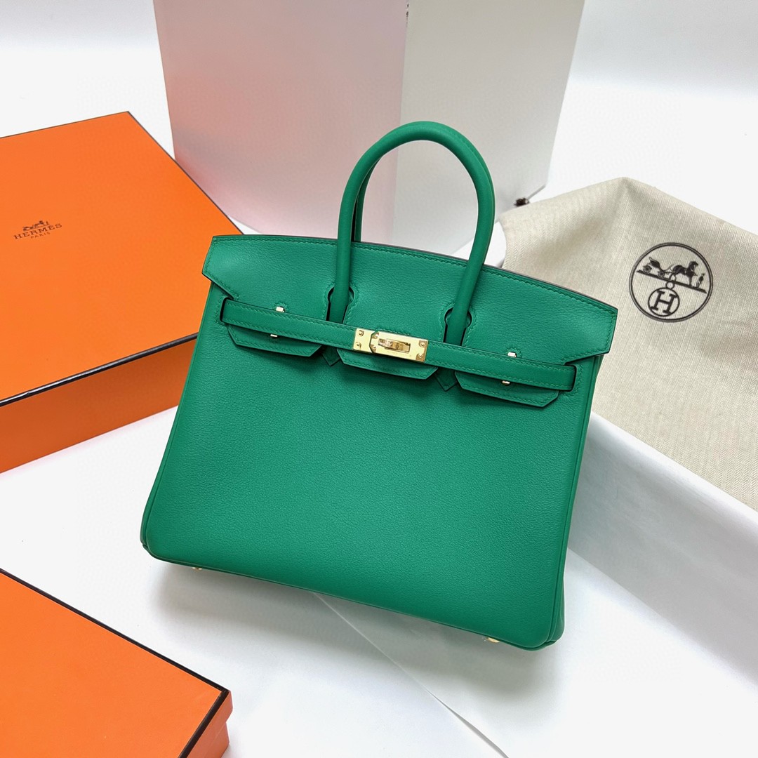 Hermès（爱马仕）Birkin 铂金包 Swift U4 丝绒绿 金扣 GHW 25cm 顶级手缝