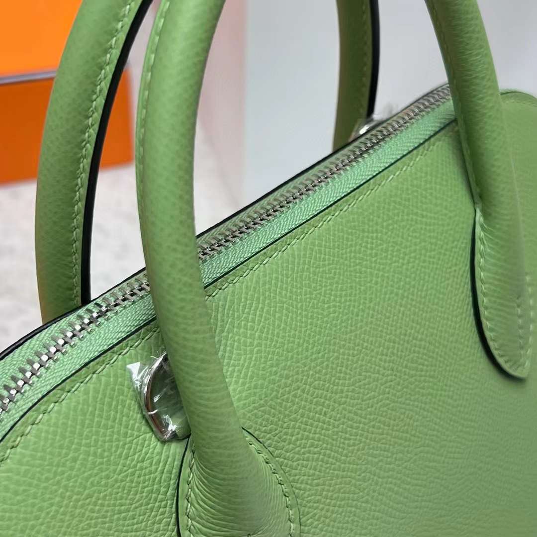 Hermès（爱马仕）Bolide 保龄球包 Epsom i3 牛油果绿 银扣 25cm 全手工蜡线缝制 Phw