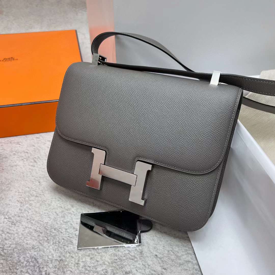 Hermès（爱马仕）Constance 24-1 Epsom 0L 积雨云灰 银扣 24cm 全手工蜡线缝制 Phw