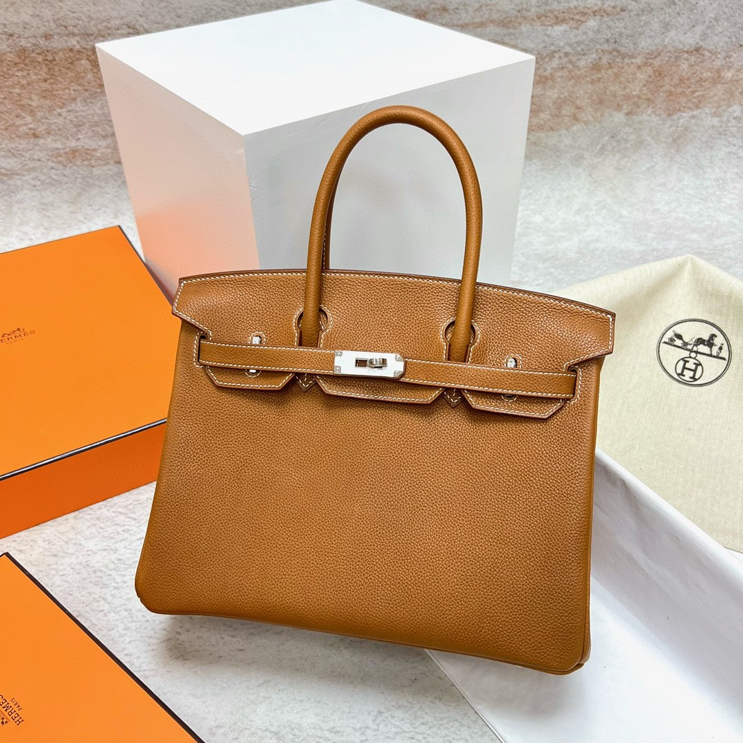 Hermès（爱马仕）Birkin 铂金包 福宝 马鞍皮 金棕色 Gold 银扣 Phw 30cm