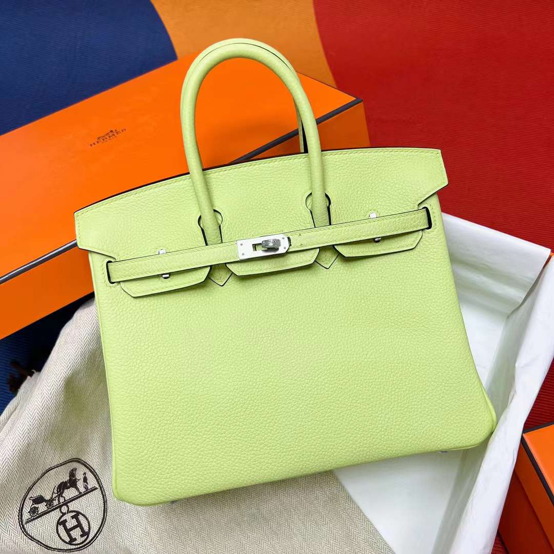 Hermès（爱马仕）Birkin 铂金包 Togo 御用原厂德国小牛皮 Y6 苦艾酒绿 Vert Absinthe 25cm 全手工蜡线缝制 Phw