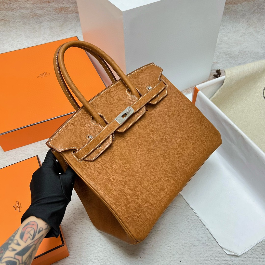 Hermès（爱马仕）Birkin 铂金包 福宝 马鞍皮 金棕色 Gold 银扣 Phw 30cm