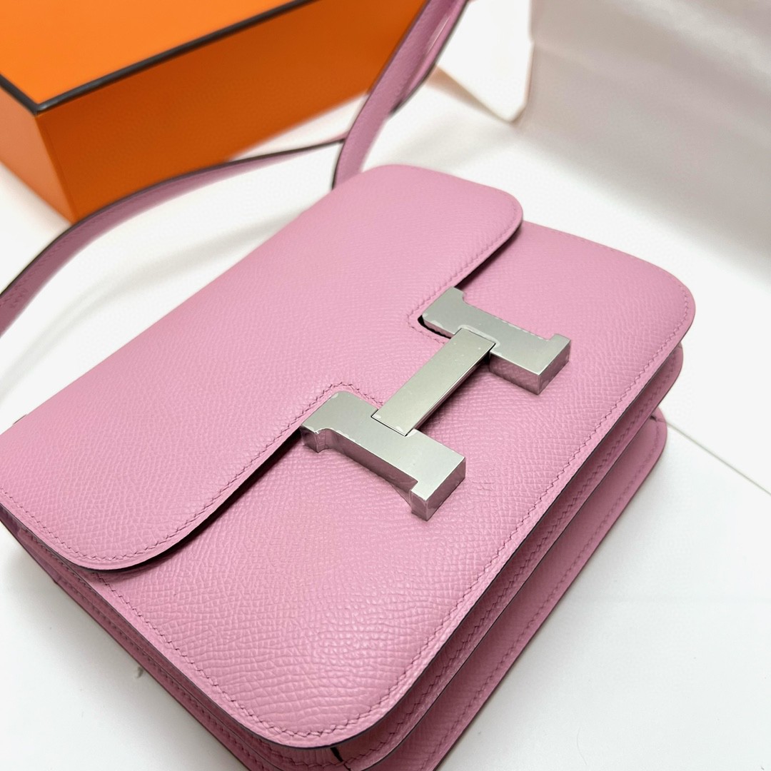 Hermès（爱马仕）Constance 空姐包 Epsom 掌纹皮 X9 锦葵紫 Mauve 银扣 PHW 18cm 顶级手缝