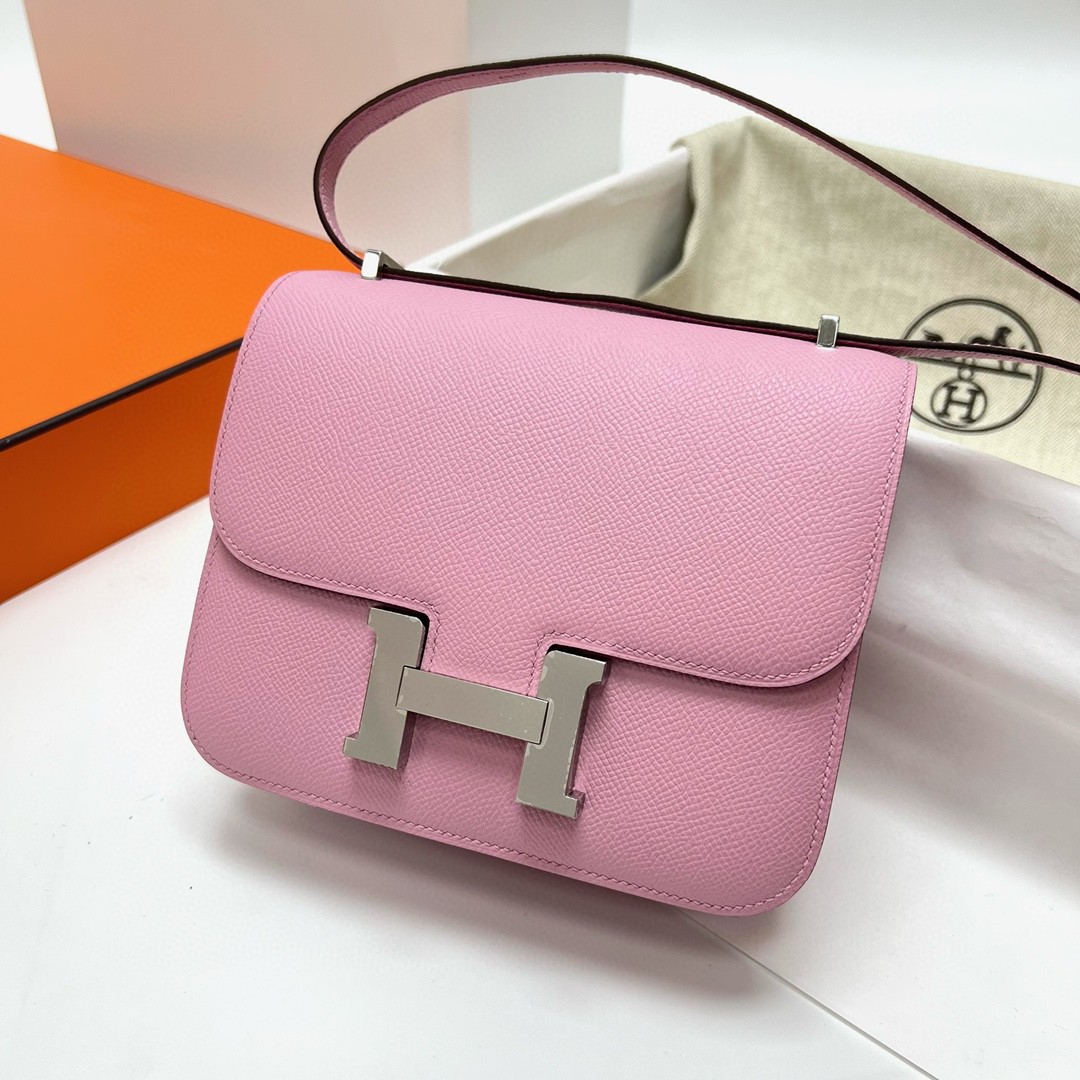 Hermès（爱马仕）Constance 空姐包 Epsom 掌纹皮 X9 锦葵紫 Mauve 银扣 PHW 18cm 顶级手缝