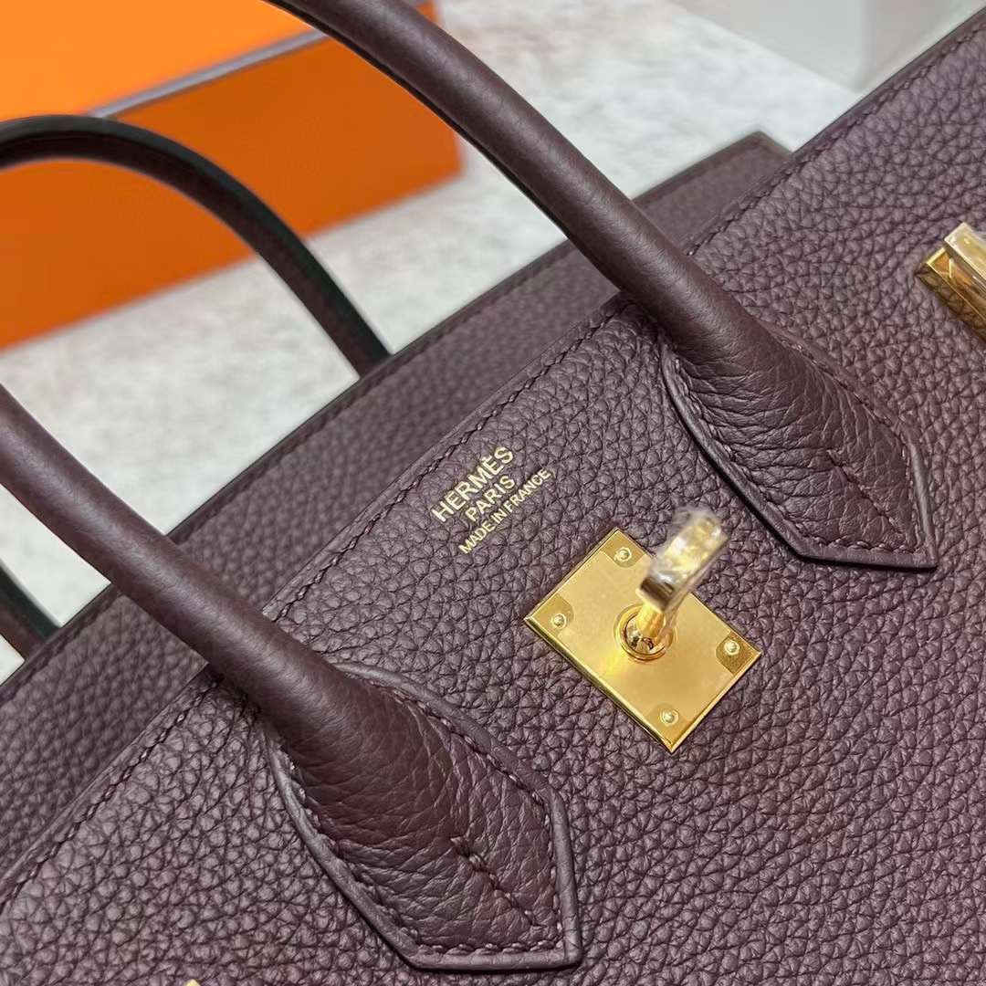 Hermès（爱马仕）Birkin 铂金包 Togo Ck46 乌木色 金扣 25cm 全手工蜡线缝制 Ghw