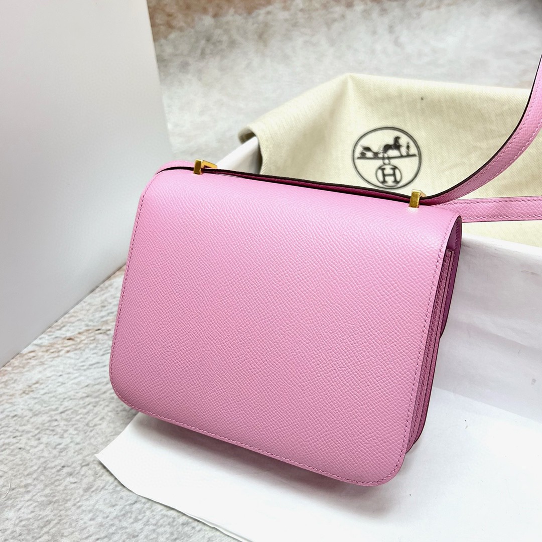 Hermès（爱马仕）Constance 空姐包 Epsom 原厂掌纹皮 x9 锦葵紫 金扣 ＧHW 18cm 顶级手缝