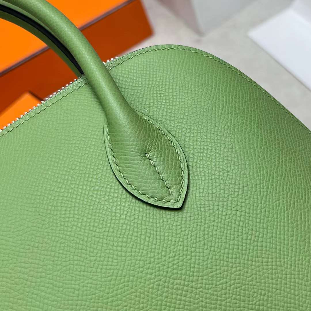 Hermès（爱马仕）Bolide 保龄球包 Epsom i3 牛油果绿 银扣 25cm 全手工蜡线缝制 Phw