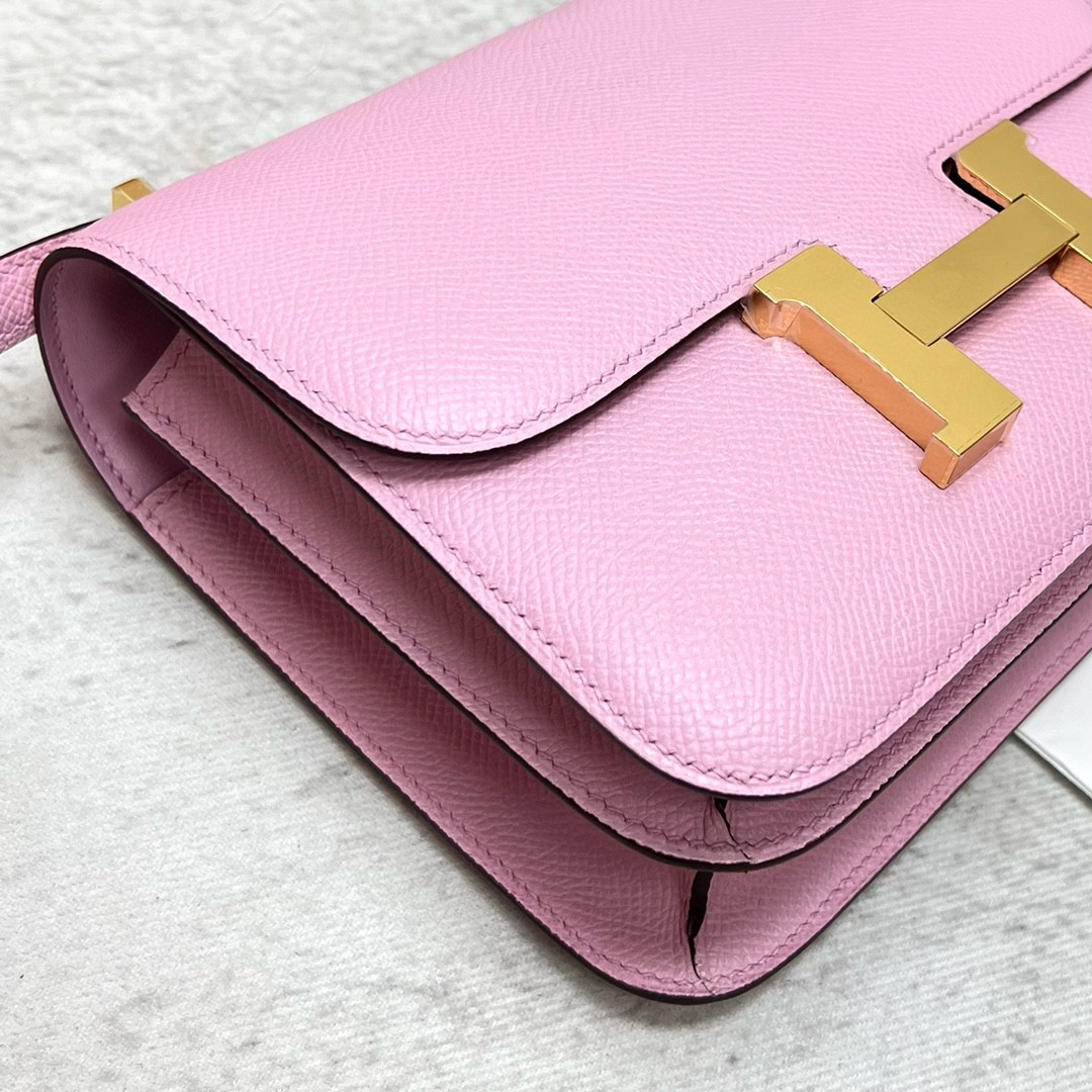 Hermès（爱马仕）Constance 空姐包 Epsom 原厂掌纹皮 x9 锦葵紫 金扣 ＧHW 18cm 顶级手缝