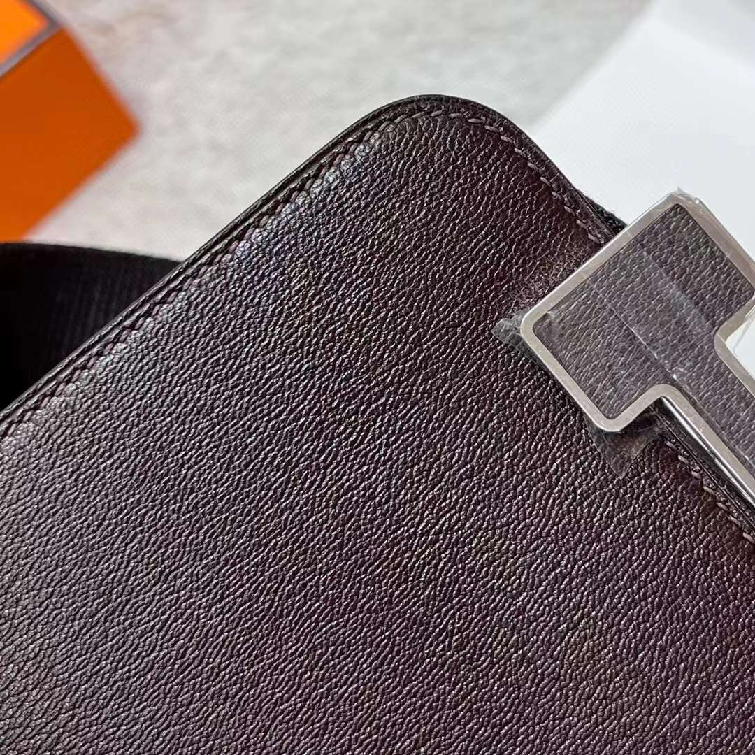 Hermès（爱马仕）Geta 木屐包 Chevre 进口山羊皮 0G 马鞍红 银扣 20cm 全手工蜡线缝制 Phw