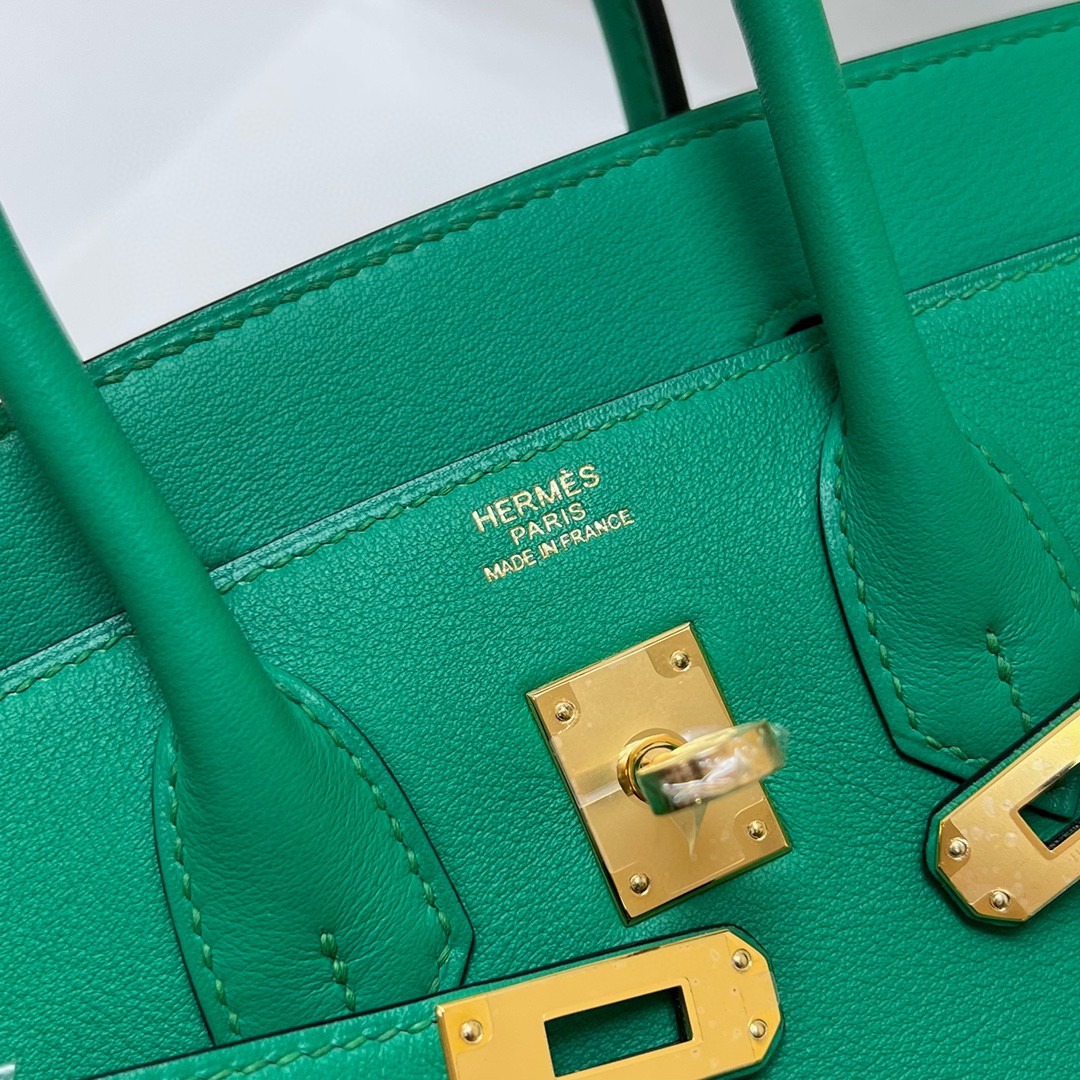 Hermès（爱马仕）Birkin 铂金包 Swift U4 丝绒绿 金扣 GHW 25cm 顶级手缝