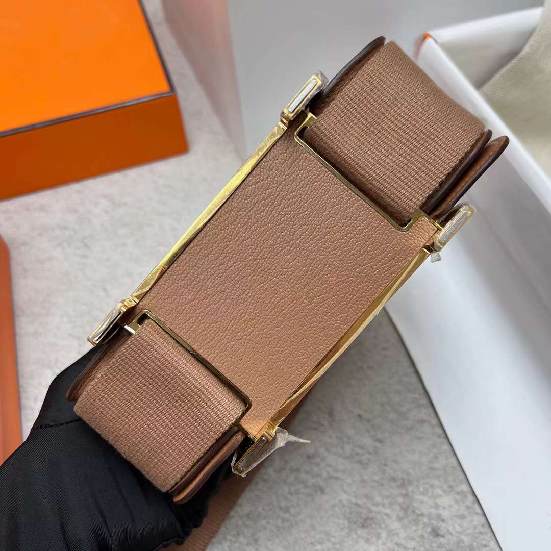 Hermès（爱马仕）Geta 木屐包 Chevre 进口山羊皮 2J 雀木色 金扣 20cm 全手工蜡线缝制 Ghw