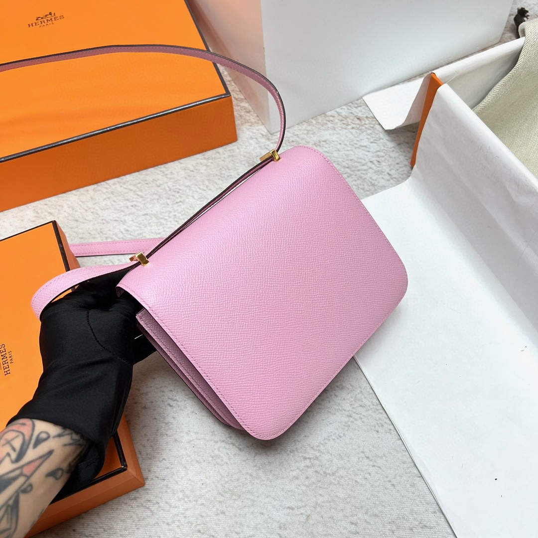 Hermès（爱马仕）Constance 空姐包 Epsom 原厂掌纹皮 x9 锦葵紫 金扣 ＧHW 18cm 顶级手缝