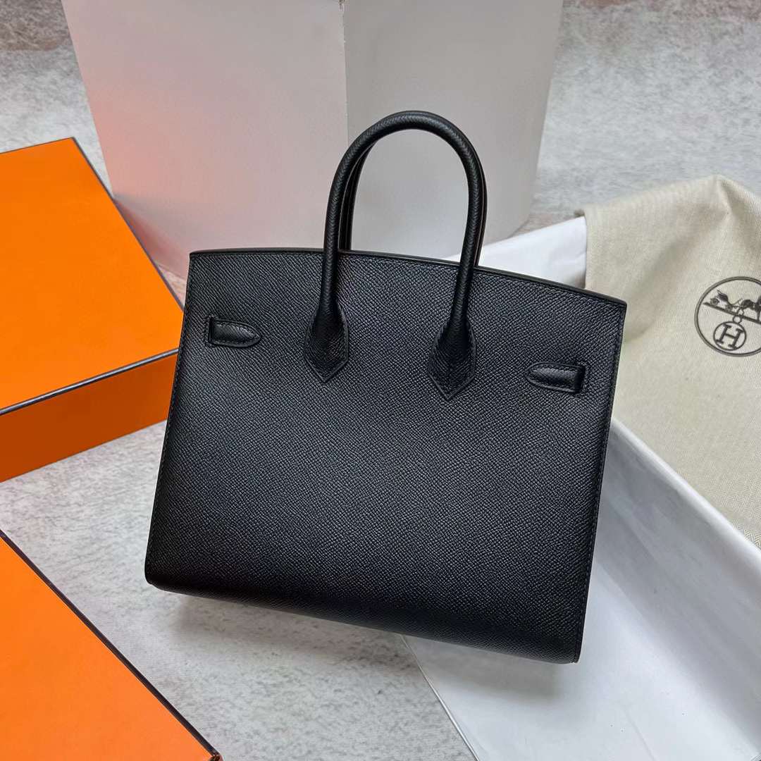 Hermès（爱马仕）Birkin 铂金包 Sellier Epsom Ck89 黑色 金扣 25cm 全手工蜡线缝制 Ghw