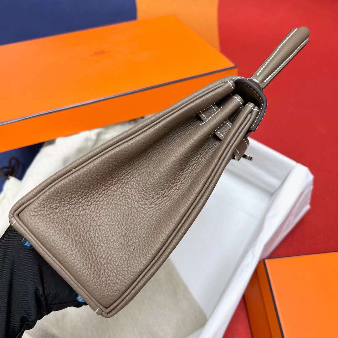 Hermès（爱马仕）Kelly 凯莉包 Togo Ck18 大象灰 银扣 25cm 全手工蜡线缝制 Phw