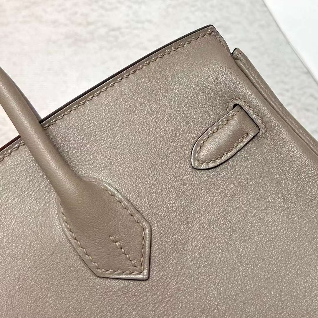 Hermès（爱马仕）Birkin 铂金包 Swift M8 沥青灰 金扣 25cm 全手工蜡线缝制 Ghw