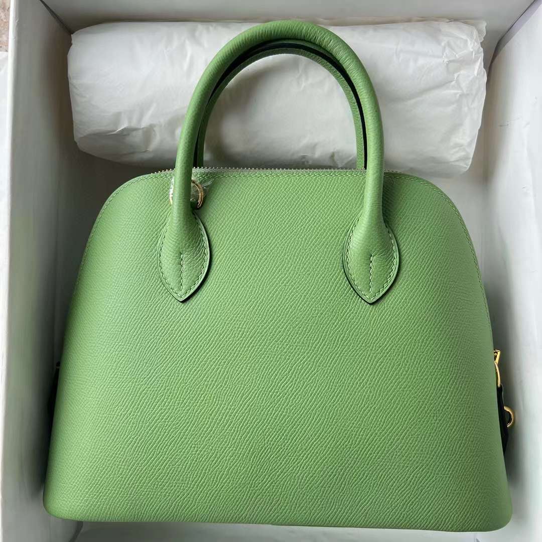 Hermès（爱马仕）Bolide 保龄球包 Epsom I3 牛油果绿 金扣 25cm 全手工蜡线缝制 Ghw
