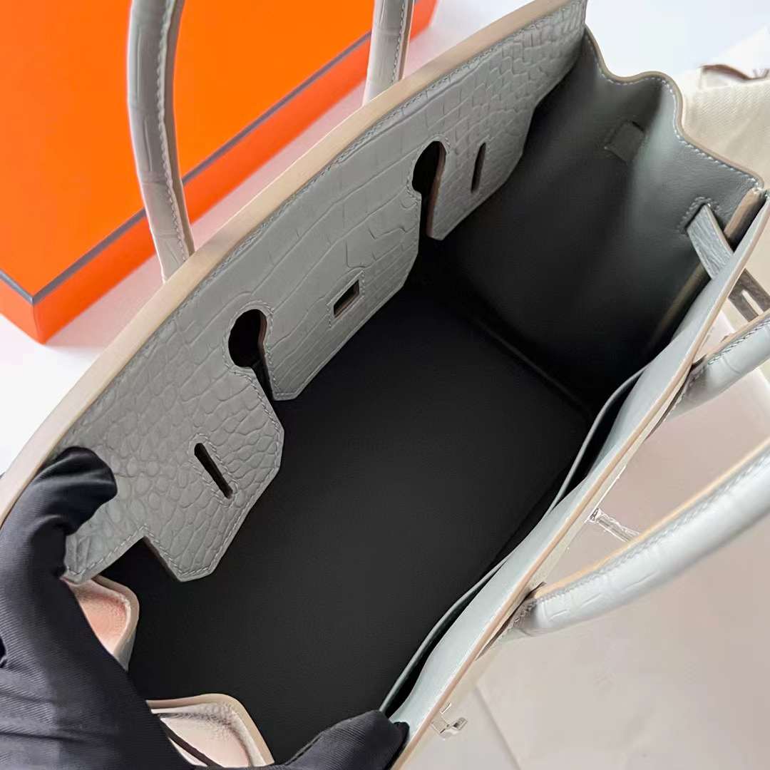 Hermès（爱马仕）Birkin 铂金包 Touch Togo 拼 雾面美洲鳄鱼皮 Ck80 珍珠灰 银扣 30cm 全手工蜡线缝制 Phw