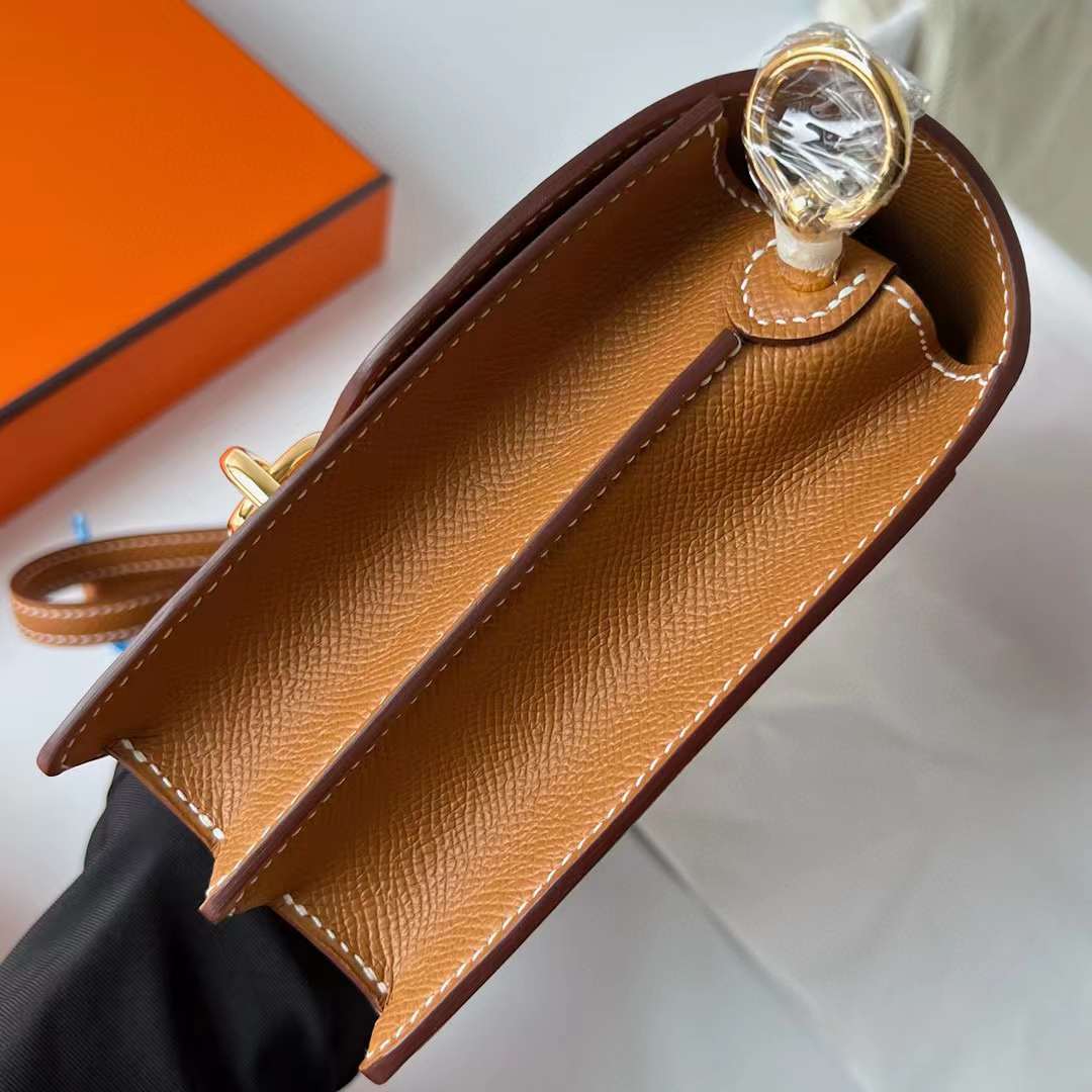Hermès（爱马仕）Roulis 猪鼻子 Epsom Ck37 金棕色 金扣 18cm 全手工蜡线缝制 Ghw
