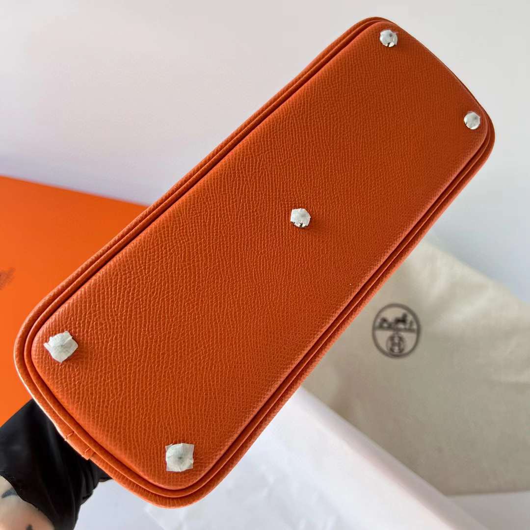 Hermès（爱马仕）Bolide 保龄球包 Epsom Ck93 橙色 银扣 27cm 全手工蜡线缝制 Phw