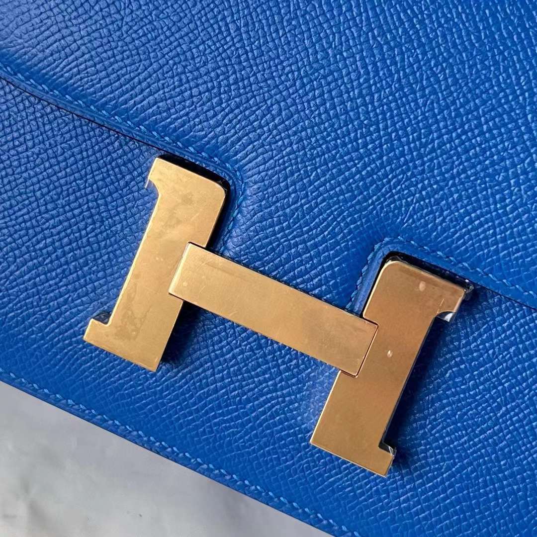 Hermès（爱马仕）Constance 空姐包 Epsom Ck71 法国蓝 金扣 19cm 全手工蜡线缝制 ghw