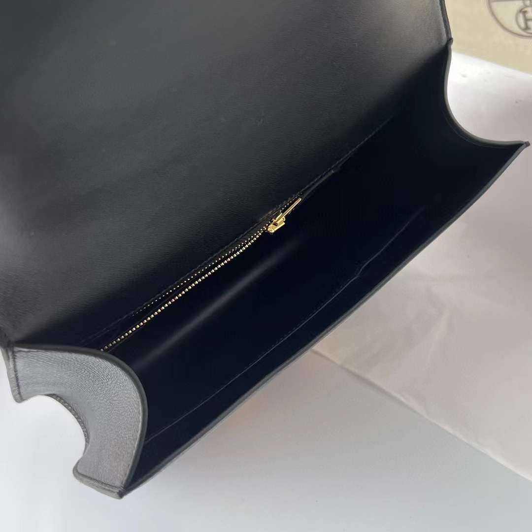 Hermès（爱马仕）Constance 康斯坦斯 1-24 Epsom Ck89 黑色 金扣 24cm 全手工蜡线缝制 Ghw