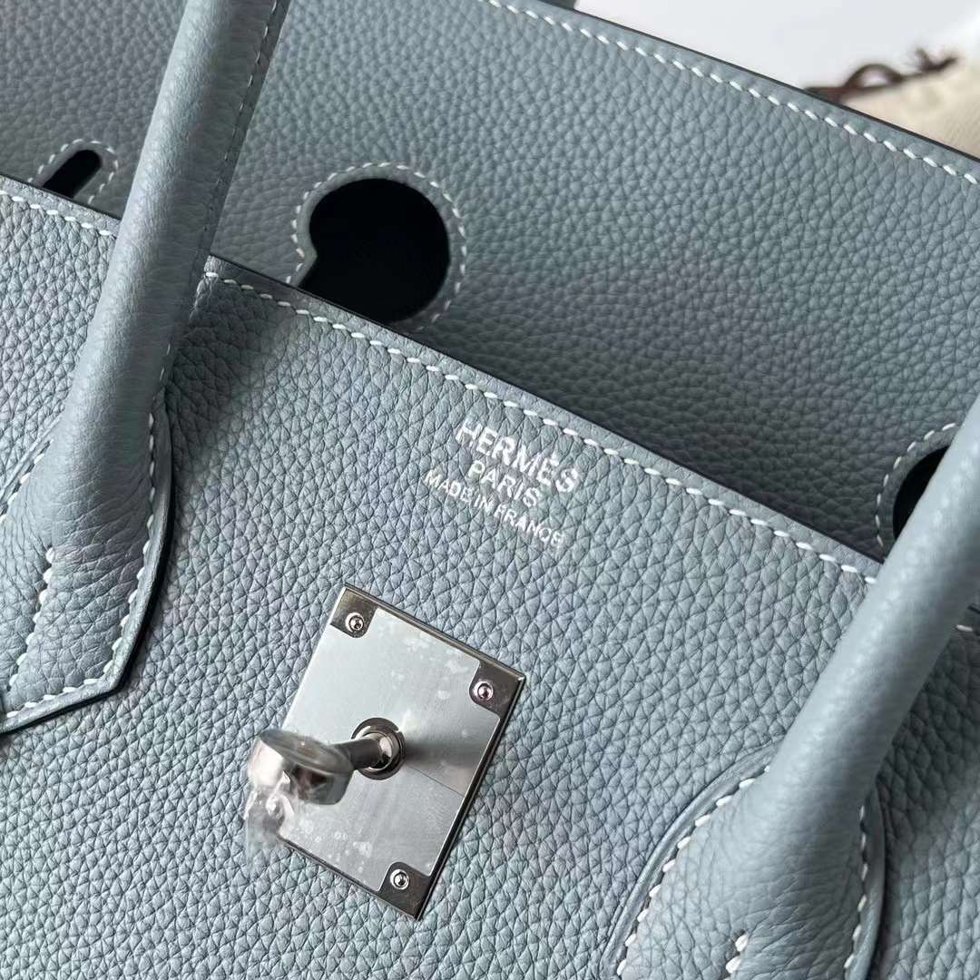 Hermès（爱马仕）Birkin 铂金包 Togo 顶级小牛皮 J7 亚麻蓝 银扣 35cm 全手工蜡线缝制 Phw