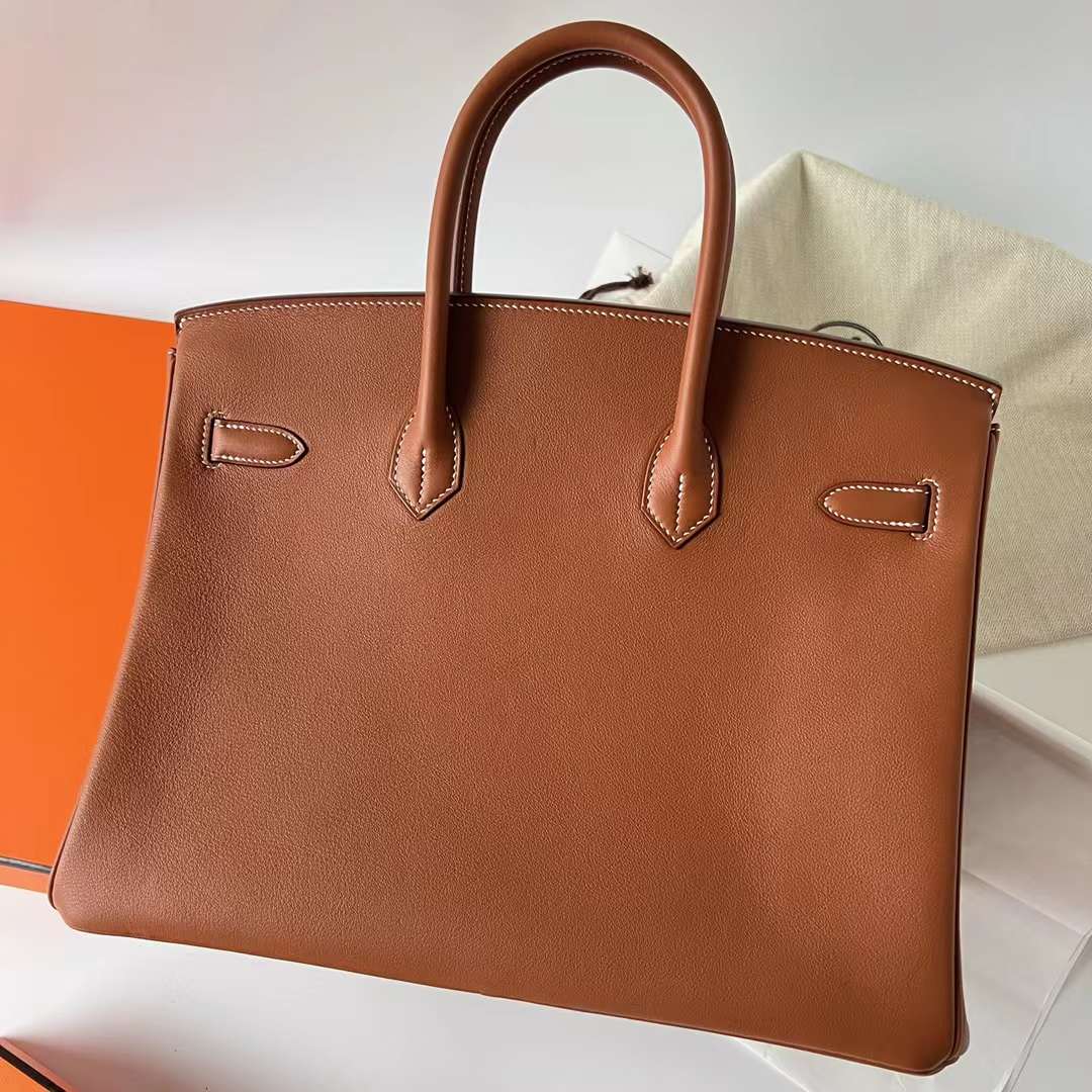 Hermès（爱马仕）Birkin 铂金包 Swift Ck37 金棕色 金扣 35cm 全手工蜡线缝制 Ghw